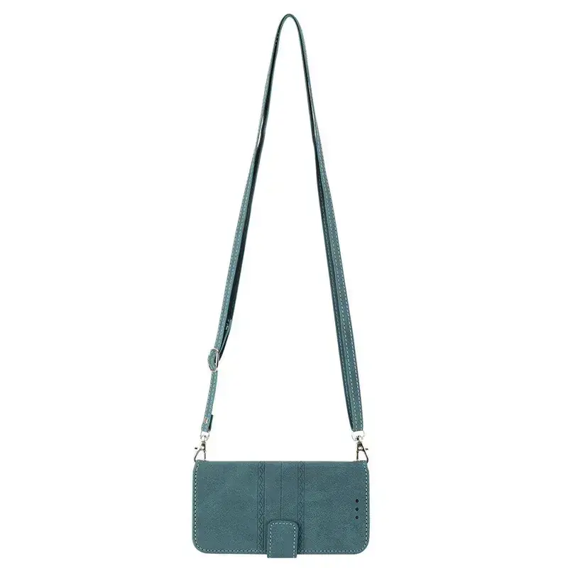 Crossbody Leather Phone Case Black Flip Cover - Image 2