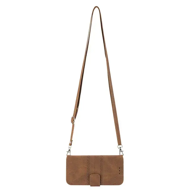 Crossbody Leather Phone Case Black Flip Cover - Image 6