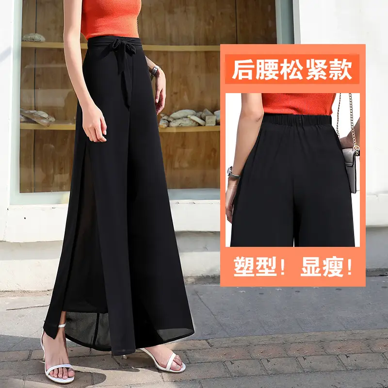 Women Chiffon Wide Leg Pants Red Summer 2022 - Image 6
