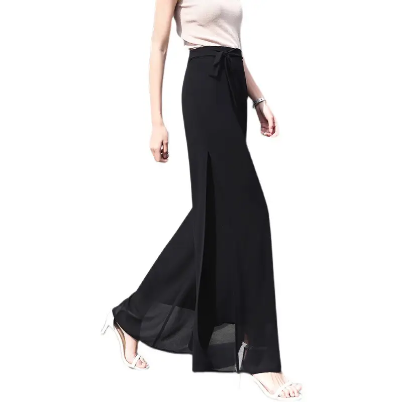 Women Chiffon Wide Leg Pants Red Summer 2022 - Image 8