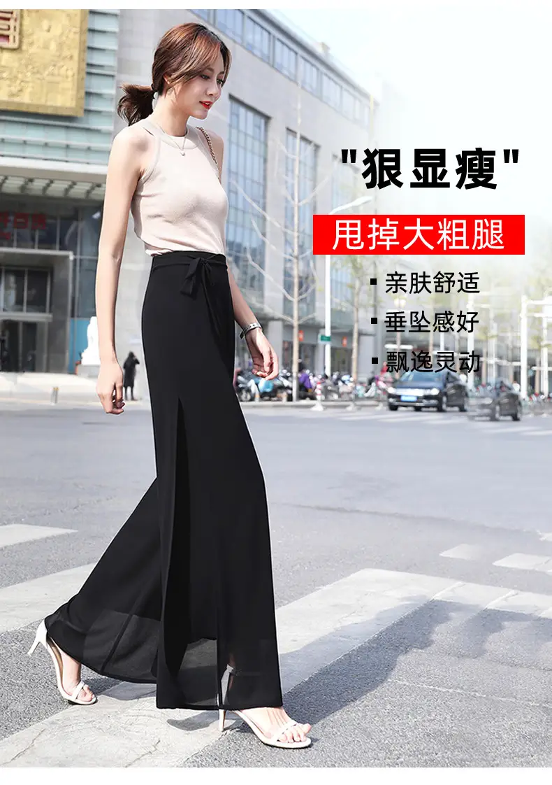 Women Chiffon Wide Leg Pants Red Summer 2022 — feature 1