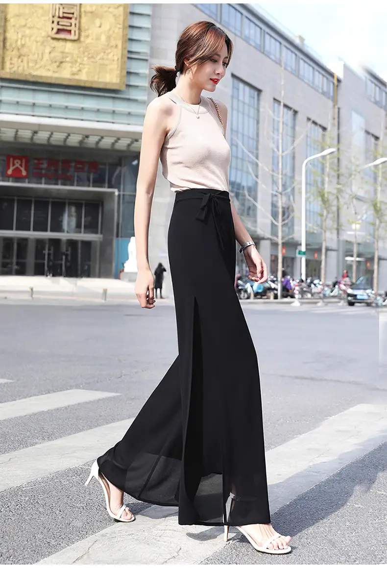 Women Chiffon Wide Leg Pants Red Summer 2022 — feature 12