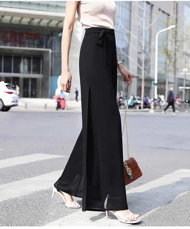 Women Chiffon Wide Leg Pants Red Summer 2022 — feature 14