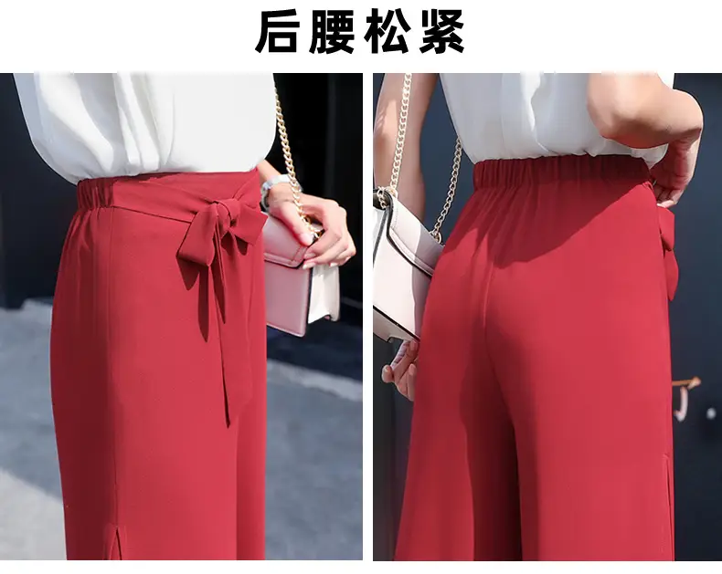 Women Chiffon Wide Leg Pants Red Summer 2022 — feature 21
