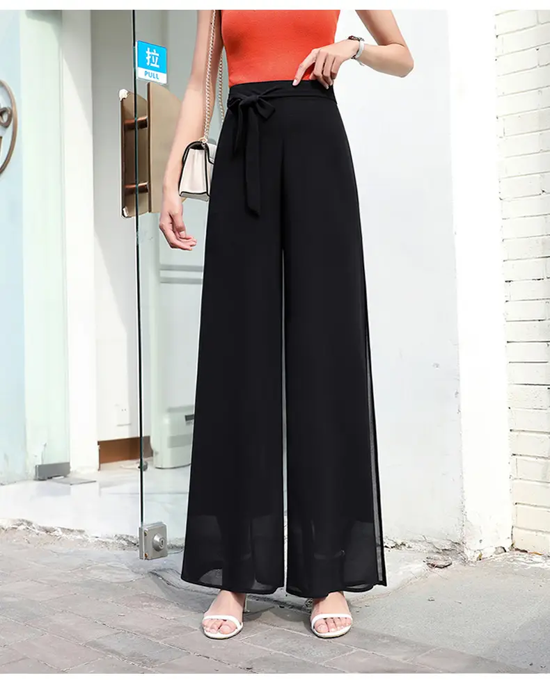 Women Chiffon Wide Leg Pants Red Summer 2022 — feature 28