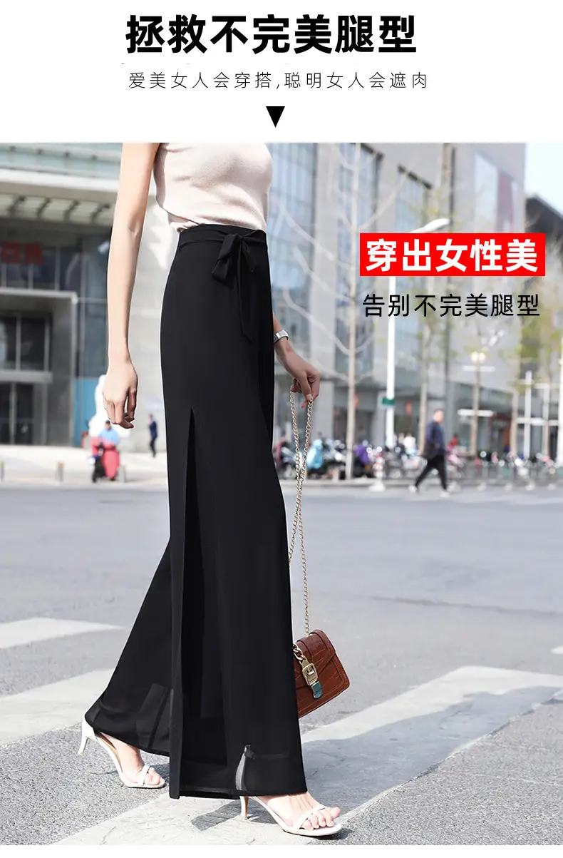 Women Chiffon Wide Leg Pants Red Summer 2022 — feature 3