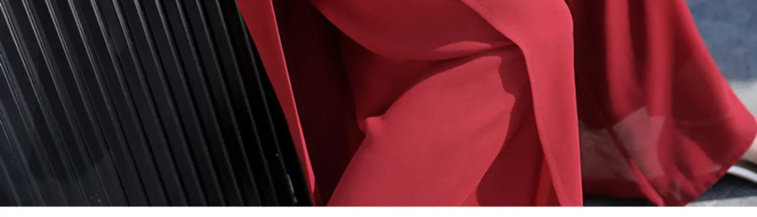 Women Chiffon Wide Leg Pants Red Summer 2022 — feature 5