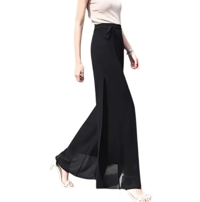 Women Chiffon Wide Leg Pants Red Summer 2022 - Image 2