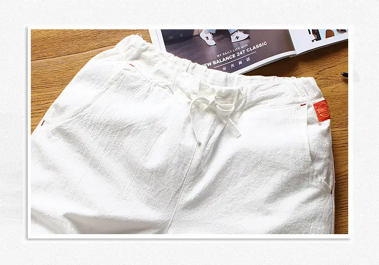Men's Grey Cotton Linen Shorts Summer Casual Shorts — feature 11