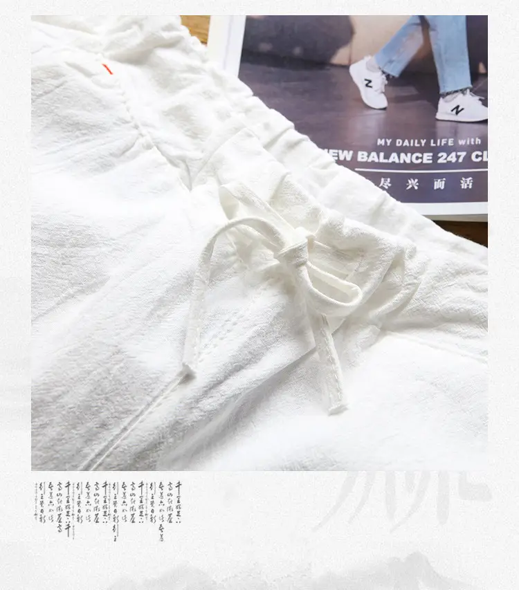 Men's Grey Cotton Linen Shorts Summer Casual Shorts — feature 9