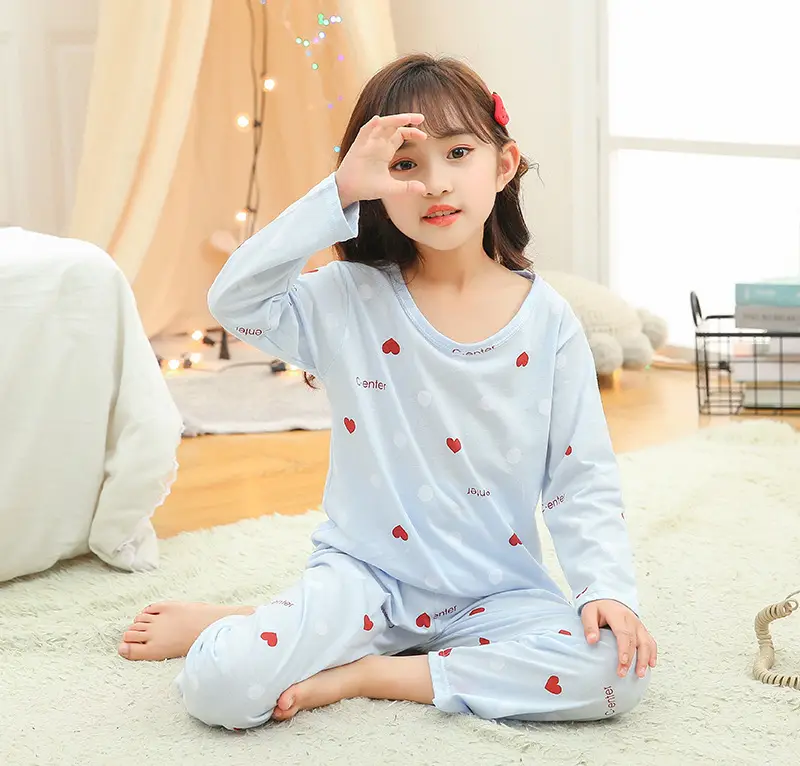 Girls Cotton Cartoon Pajamas Summer Long Sleeve - Image 11