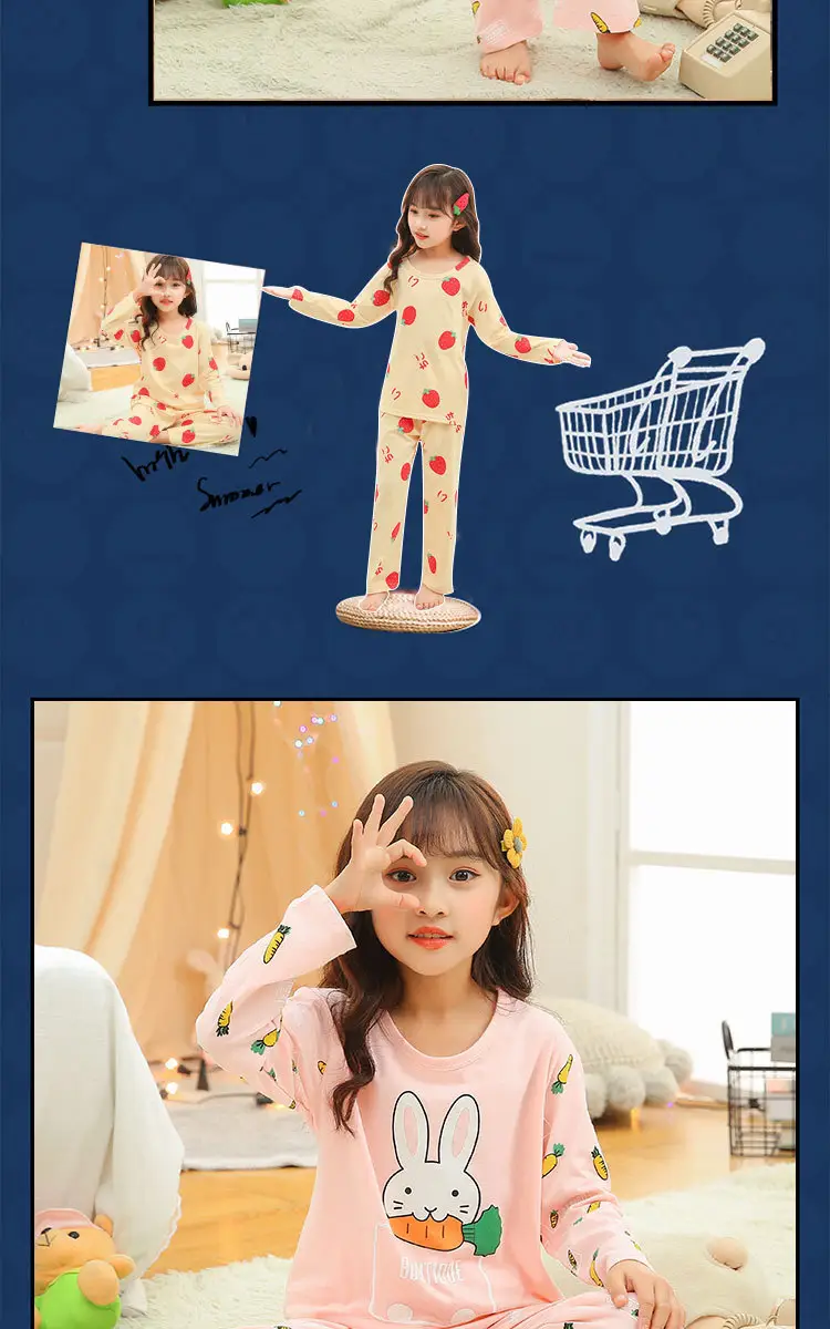 Girls Cotton Cartoon Pajamas Summer Long Sleeve — feature 11