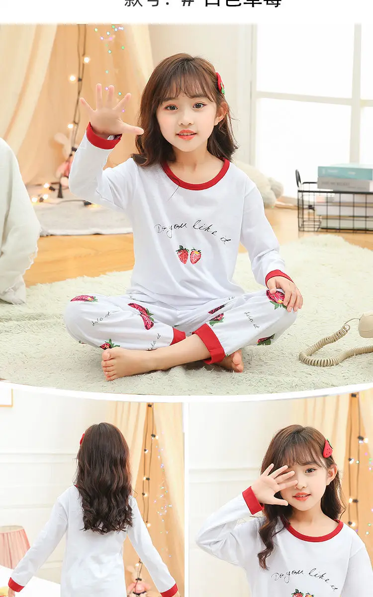 Girls Cotton Cartoon Pajamas Summer Long Sleeve — feature 13