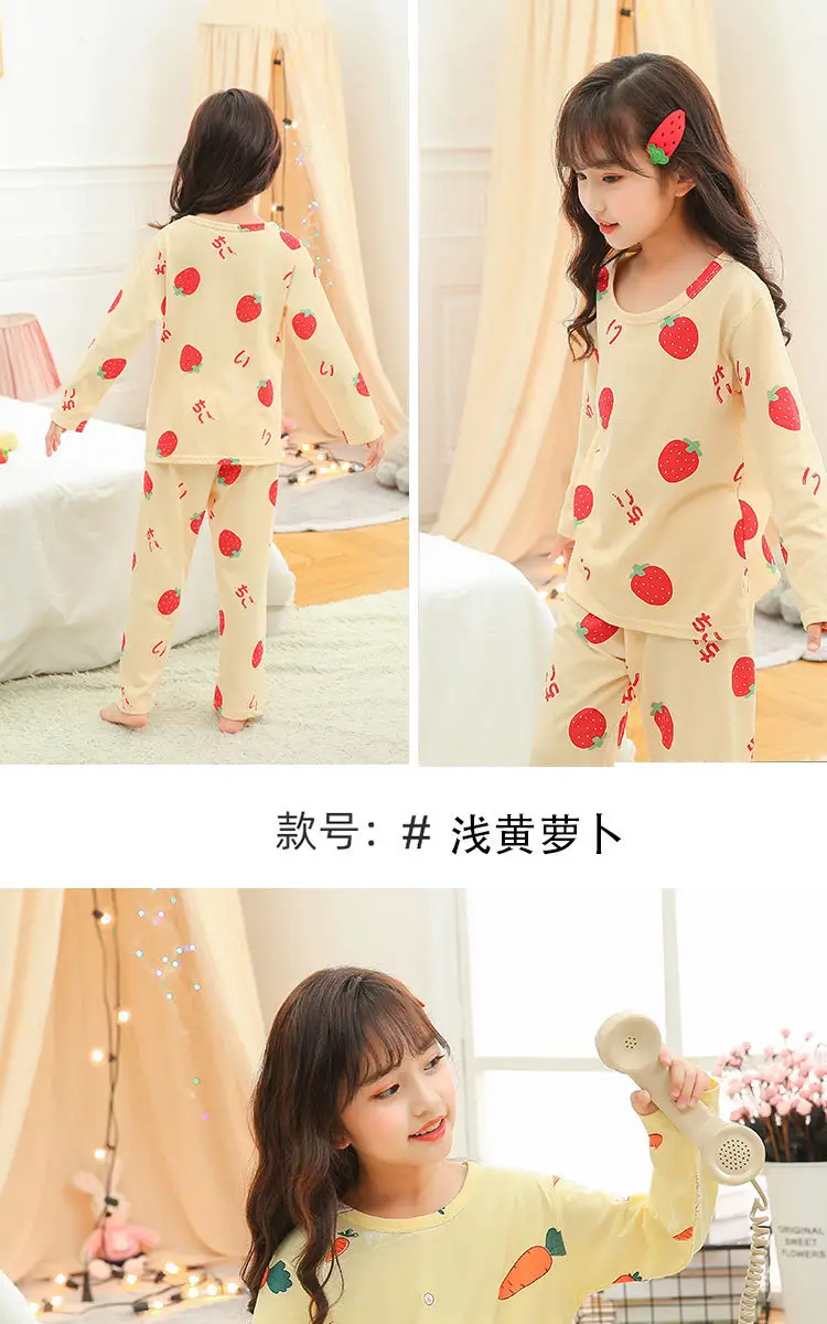 Girls Cotton Cartoon Pajamas Summer Long Sleeve — feature 15