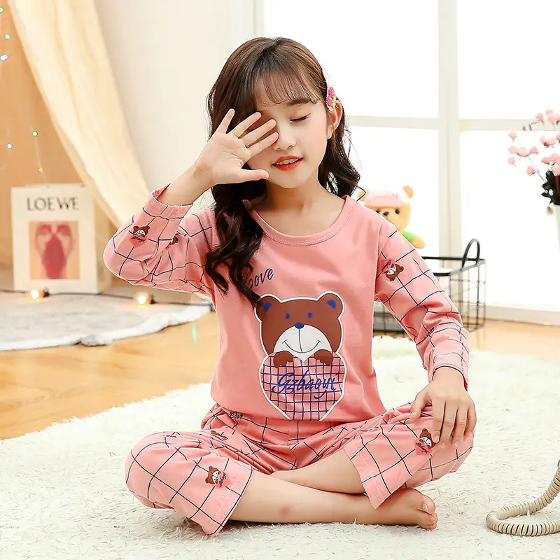 Girls Cotton Cartoon Pajamas Summer Long Sleeve - Image 6