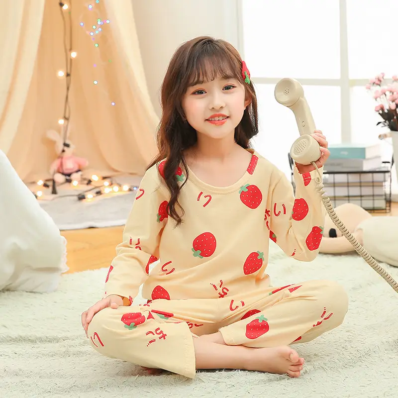 Girls Cotton Cartoon Pajamas Summer Long Sleeve - Image 3