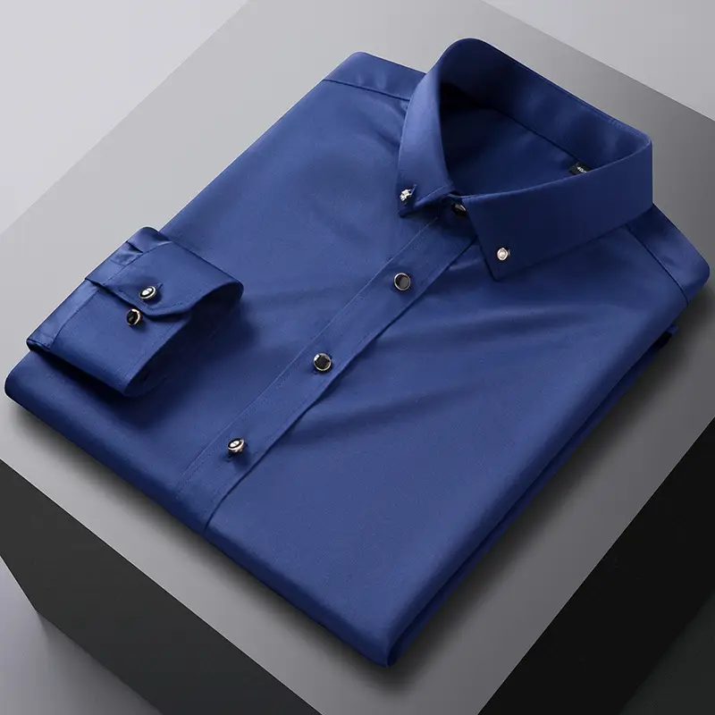 Light Blue Slim Fit Mulberry Silk Button Shirt