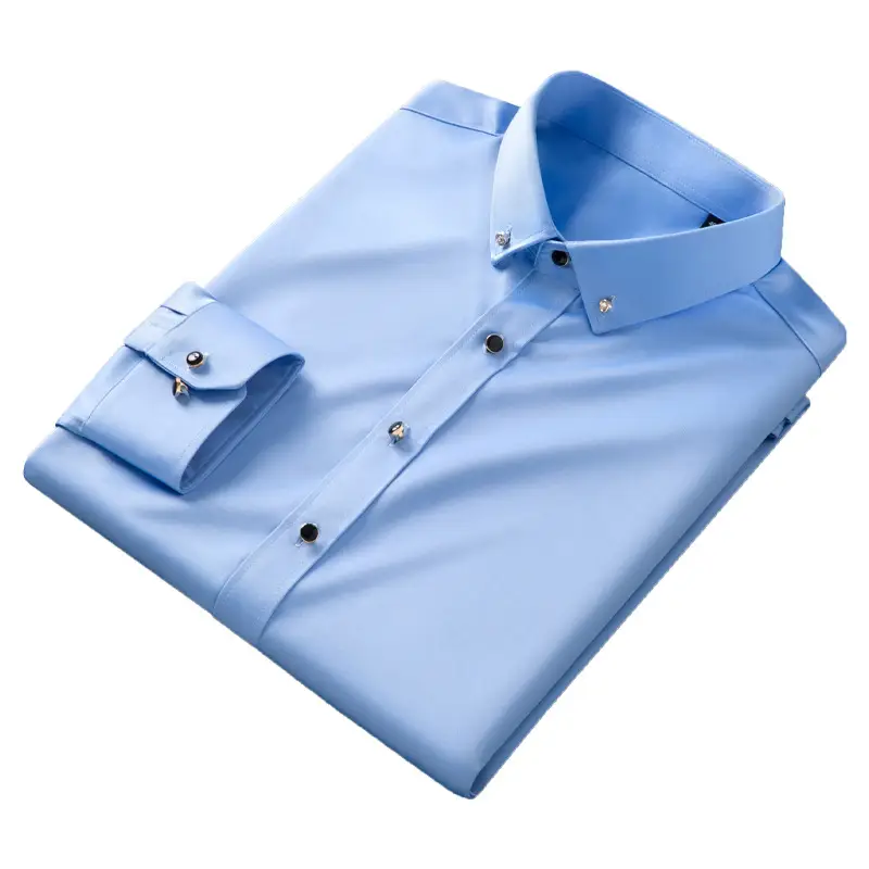 Light Blue Slim Fit Mulberry Silk Button Shirt