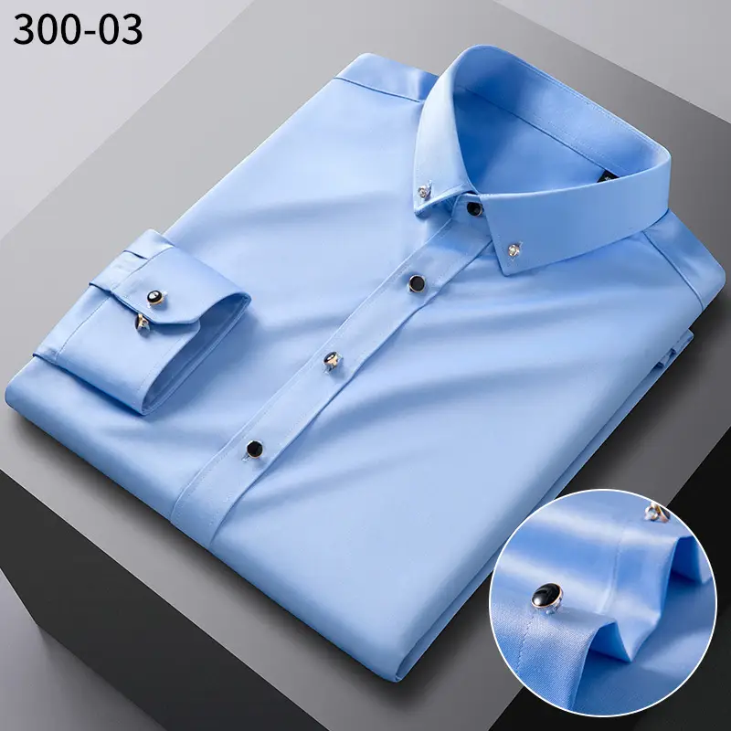 Light Blue Slim Fit Mulberry Silk Button Shirt