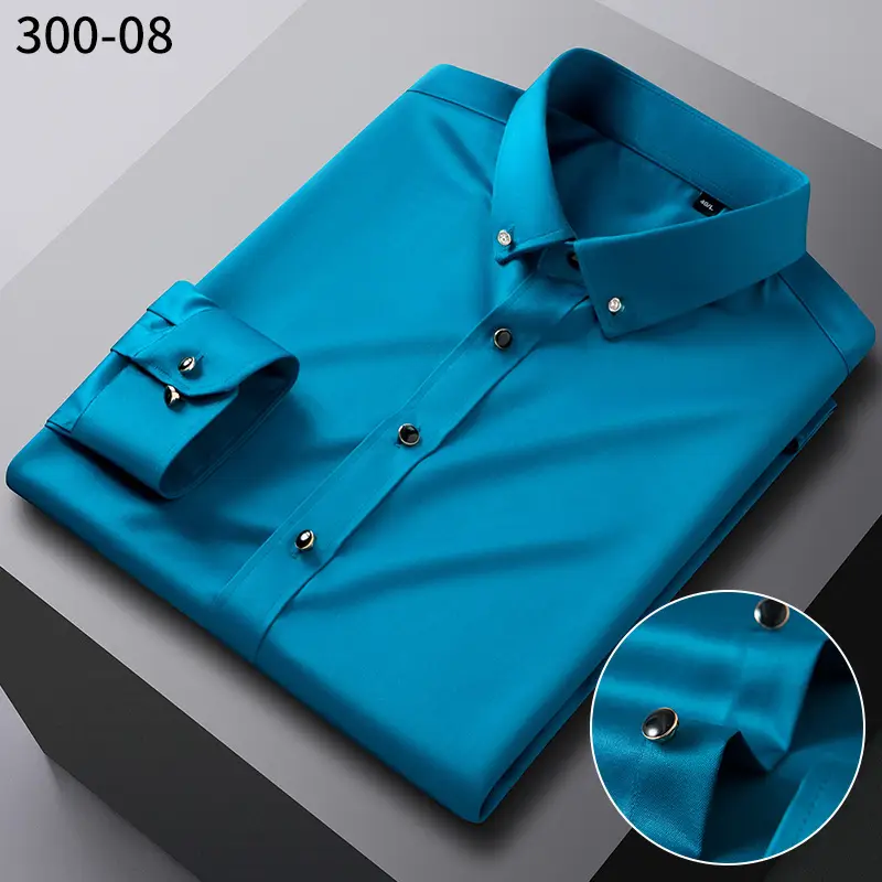 Light Blue Slim Fit Mulberry Silk Button Shirt