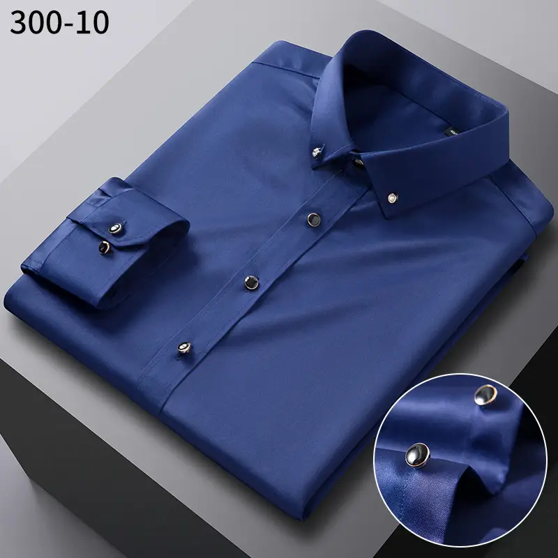 Light Blue Slim Fit Mulberry Silk Button Shirt