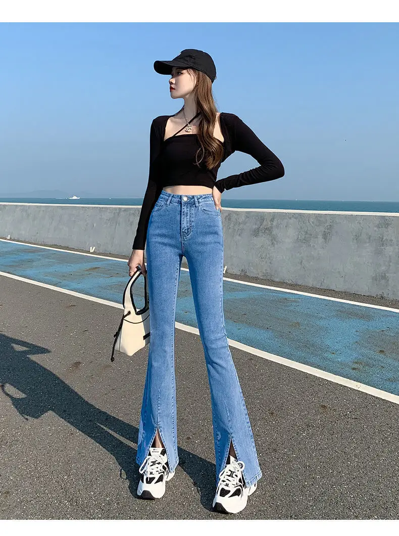 Black Skinny Split Jeans Women Spring 2022 Stretch High Waist Slimming — feature 10