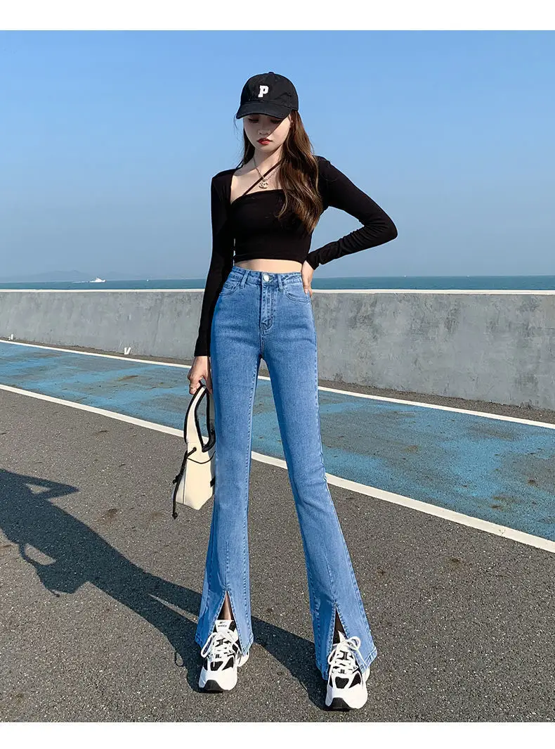 Black Skinny Split Jeans Women Spring 2022 Stretch High Waist Slimming — feature 11