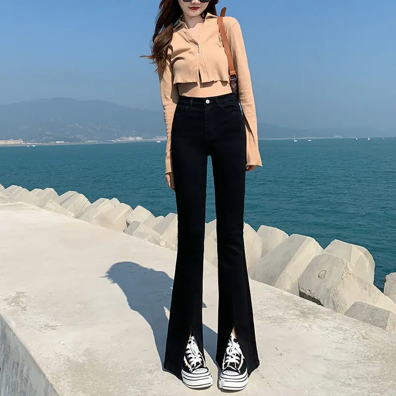Black Skinny Split Jeans Women Spring 2022 Stretch High Waist Slimming — feature 16
