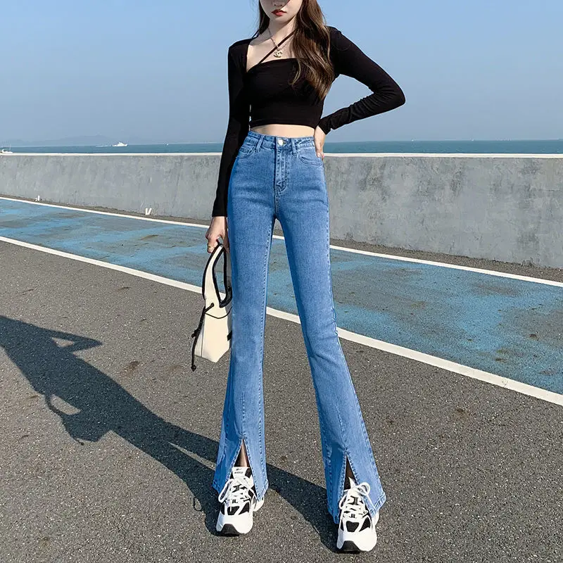 Black Skinny Split Jeans Women Spring 2022 Stretch High Waist Slimming — feature 20