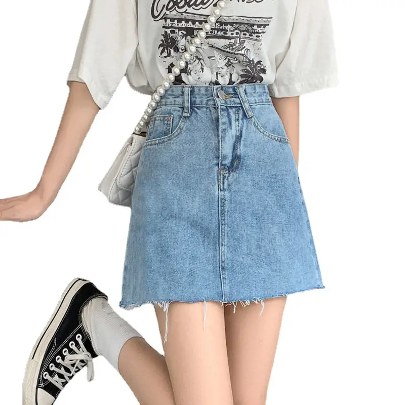 Women High Waist Denim Skirt Summer Slim Rust 2022 - Image 5