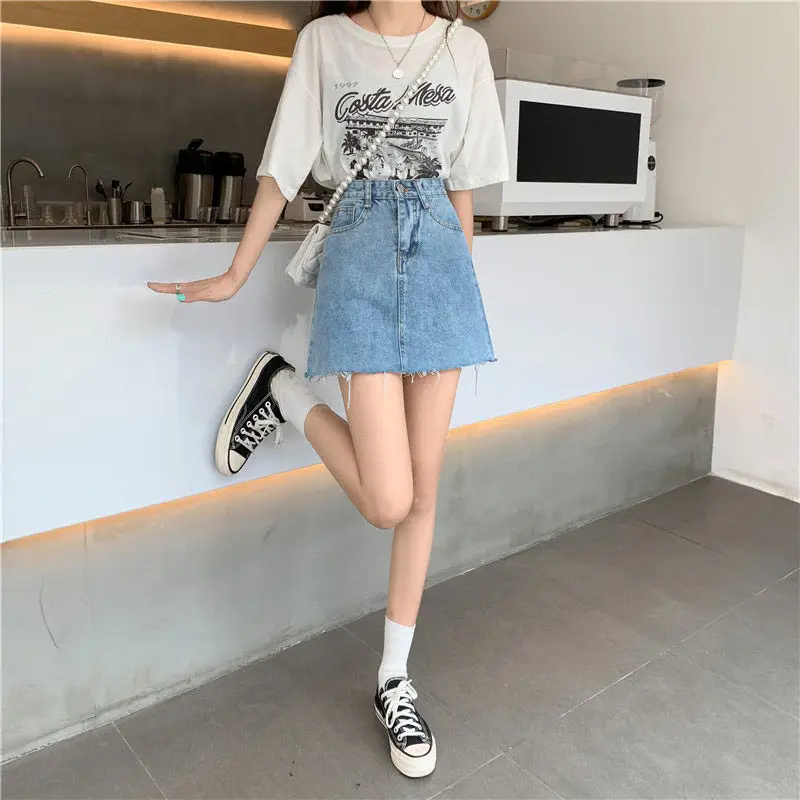 Women High Waist Denim Skirt Summer Slim Rust 2022 — feature 10