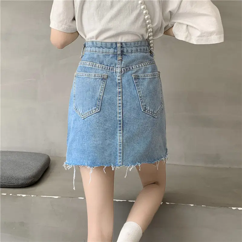 Women High Waist Denim Skirt Summer Slim Rust 2022 — feature 12