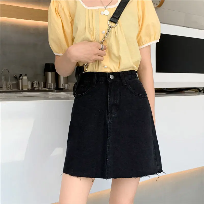 Women High Waist Denim Skirt Summer Slim Rust 2022 — feature 13