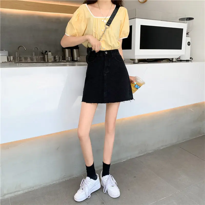 Women High Waist Denim Skirt Summer Slim Rust 2022 — feature 14