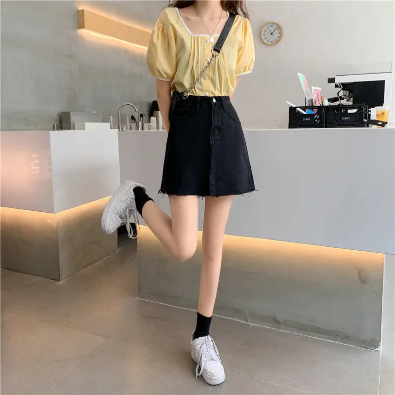 Women High Waist Denim Skirt Summer Slim Rust 2022 — feature 15