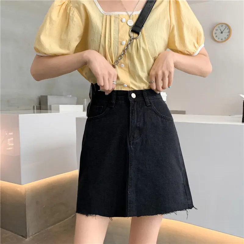 Women High Waist Denim Skirt Summer Slim Rust 2022 — feature 16