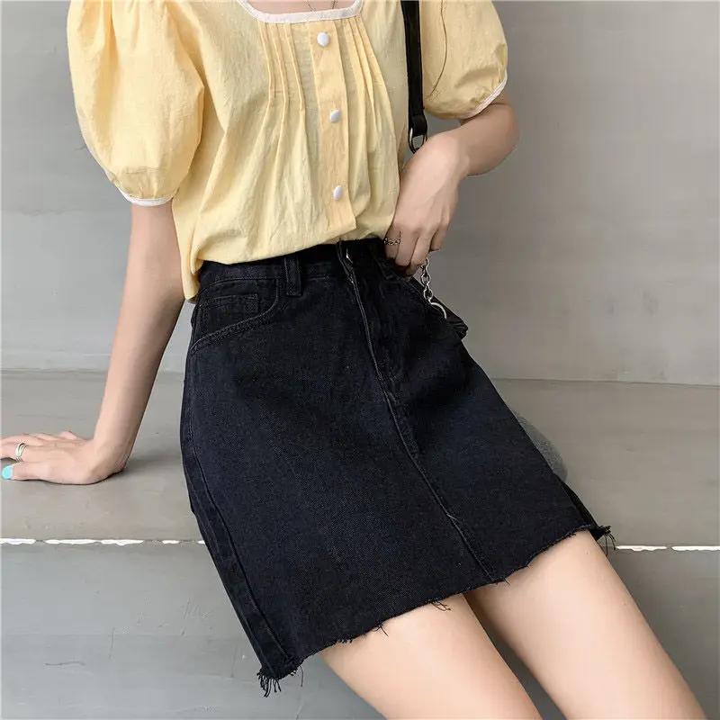 Women High Waist Denim Skirt Summer Slim Rust 2022 — feature 19