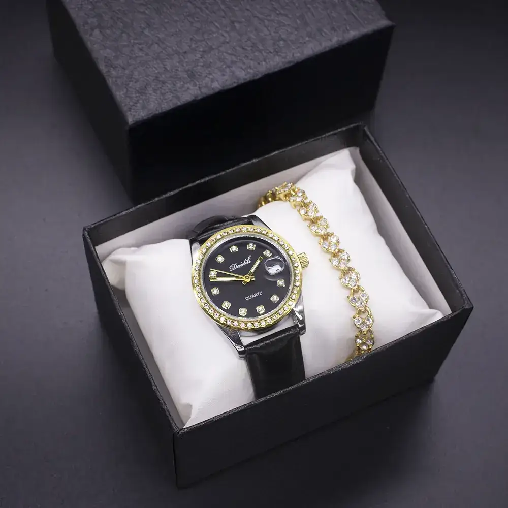 Women's Gold Plated Wristwatch Set with Bracelet - Image 4