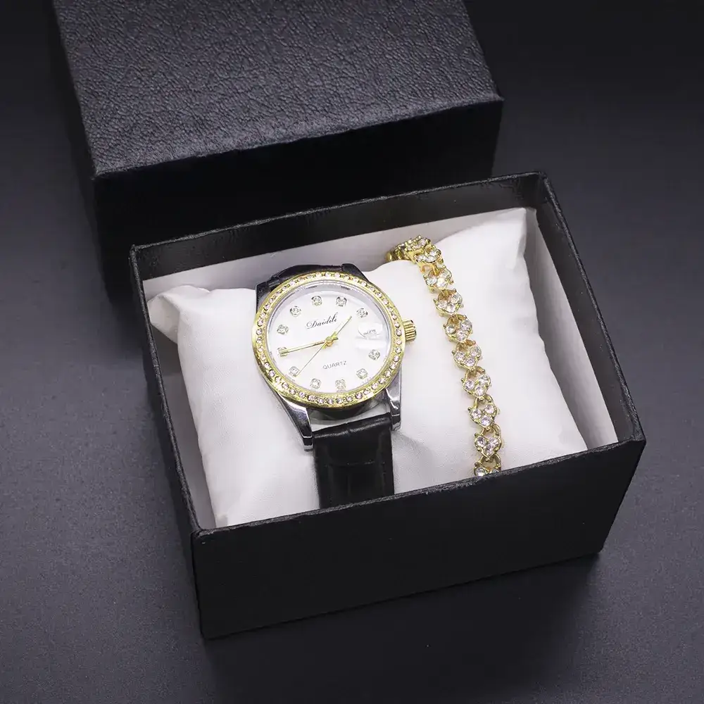 Women's Gold Plated Wristwatch Set with Bracelet - Image 5