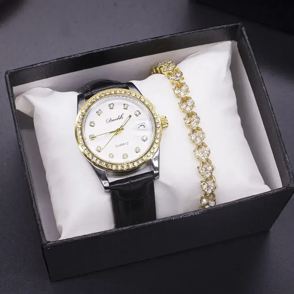 Women's Gold Plated Wristwatch Set with Bracelet - Image 2