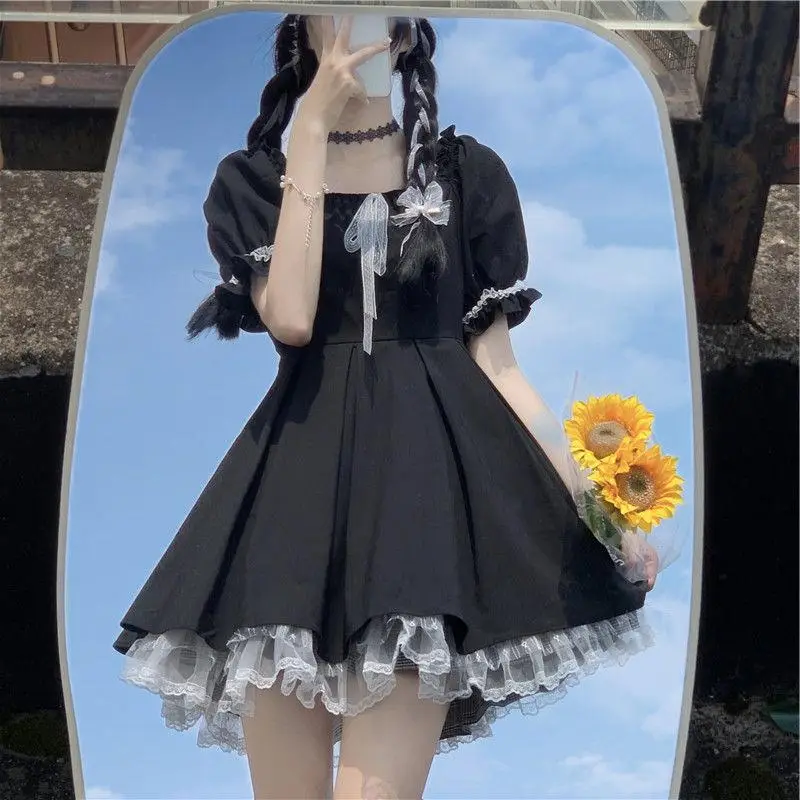 Black Japanese Style College Dress for Girls Summer
