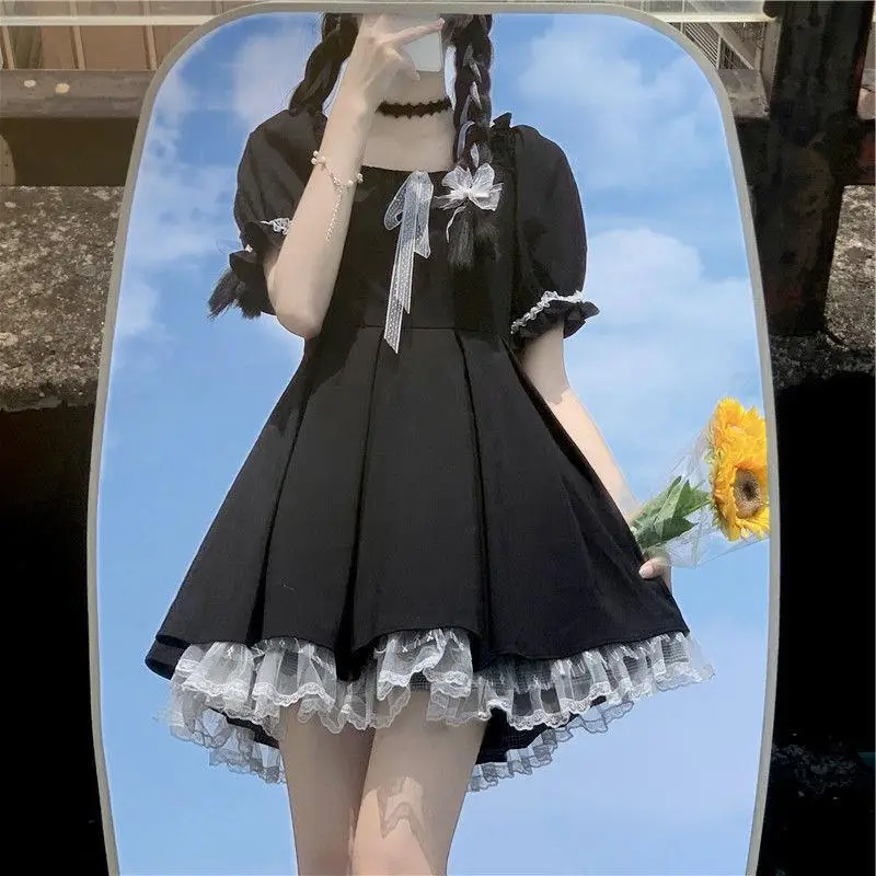 Black Japanese Style College Dress for Girls Summer - Image 3