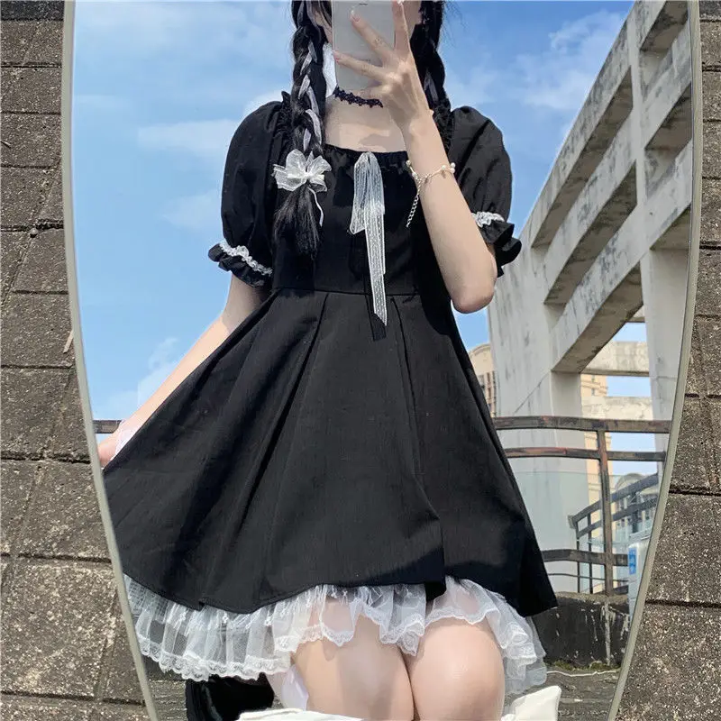 Black Japanese Style College Dress for Girls Summer — feature 12