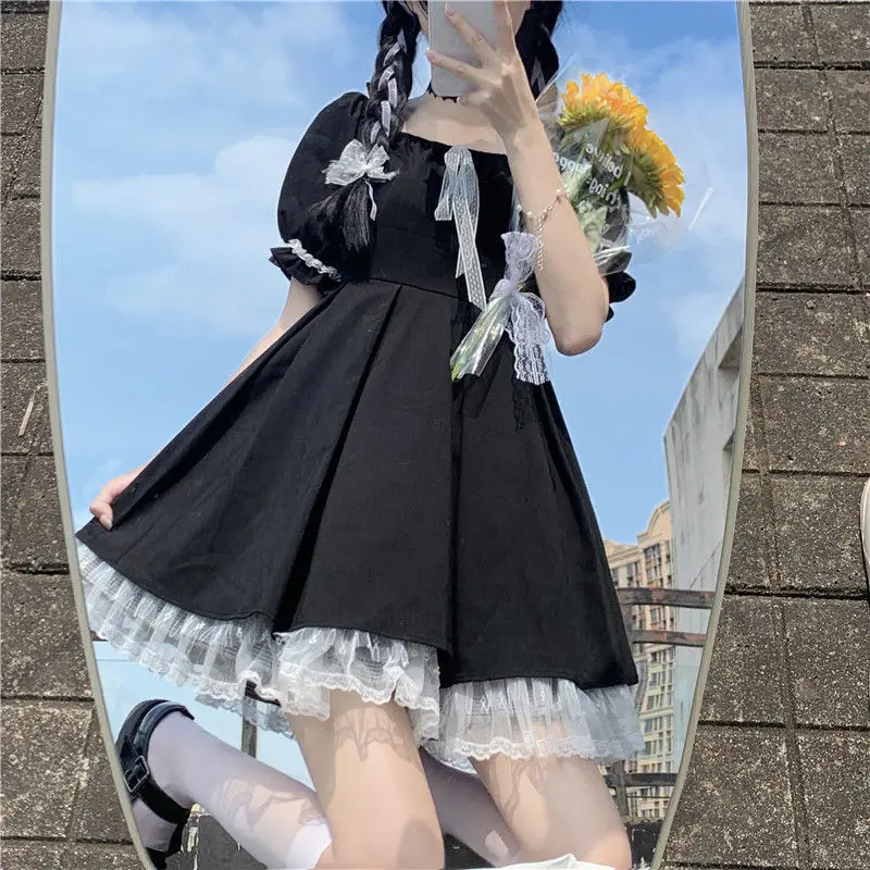 Black Japanese Style College Dress for Girls Summer — feature 2