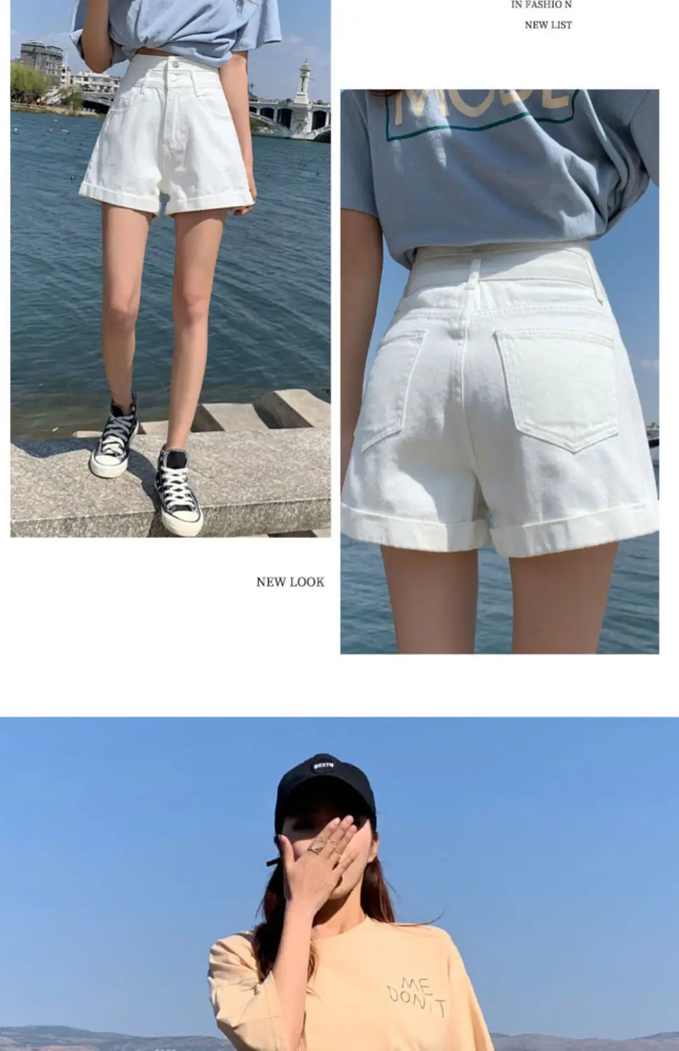 Women Denim Shorts High Waist 2022 Summer Light Blue — feature 10