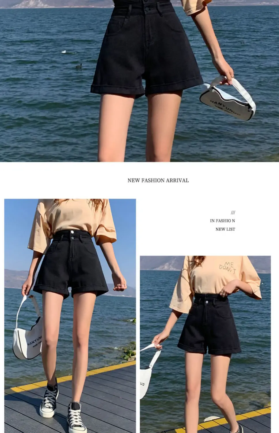 Women Denim Shorts High Waist 2022 Summer Light Blue — feature 12