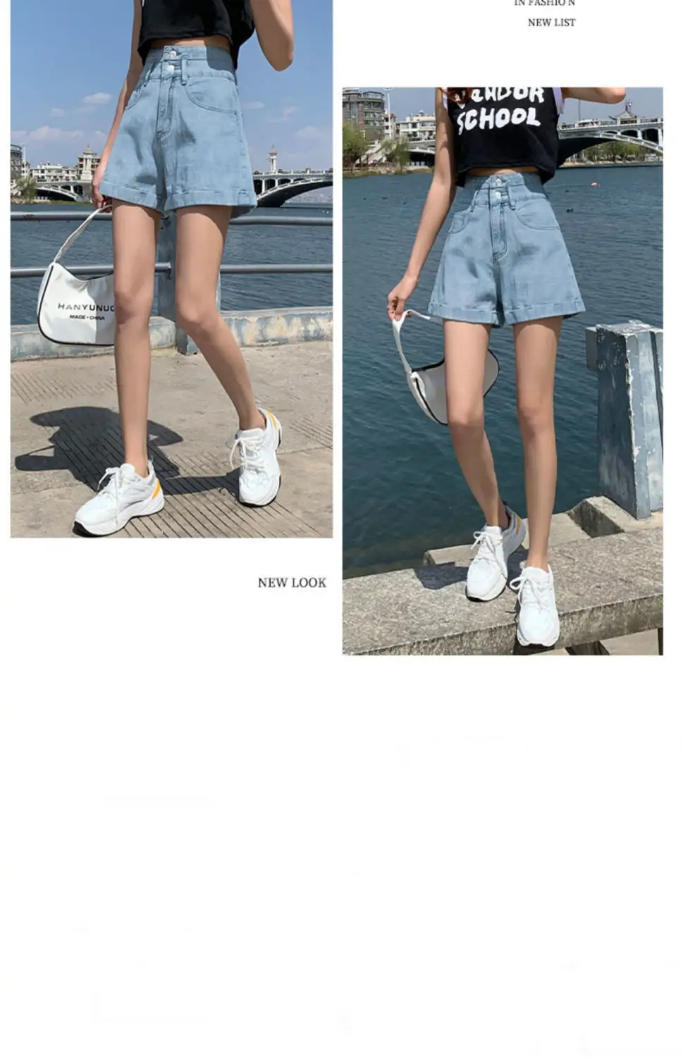 Women Denim Shorts High Waist 2022 Summer Light Blue — feature 15