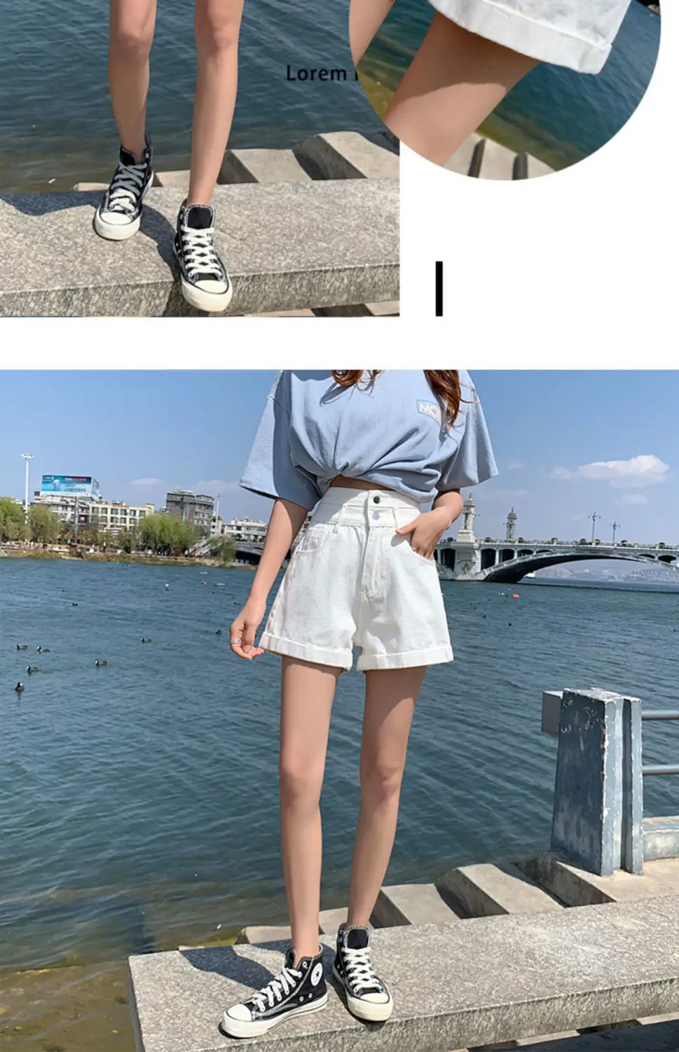 Women Denim Shorts High Waist 2022 Summer Light Blue — feature 8