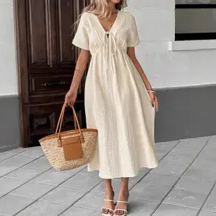 Women Linen A-Line Shorts Coral Loose Wide Legs — feature 17