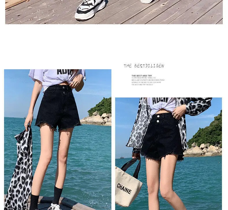 Women Black Denim Shorts High Waist 2022 — feature 11